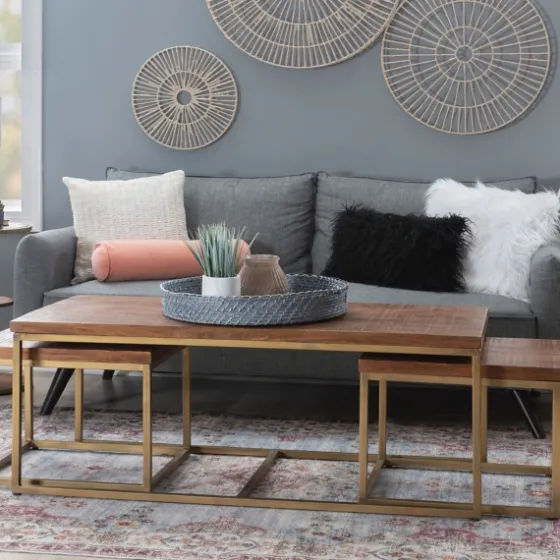 Golden Nesting 3-Pc. Coffee And Accent Table Set-Kirkland's Home Shop
