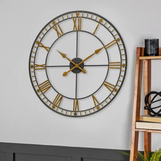 Golden Open Face Industrial Wall Clock-Kirkland's Home Hot