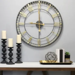 Golden Open Face Industrial Wall Clock-Kirkland's Home Hot