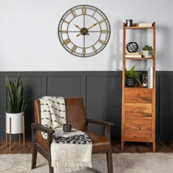 Golden Open Face Industrial Wall Clock-Kirkland's Home Hot