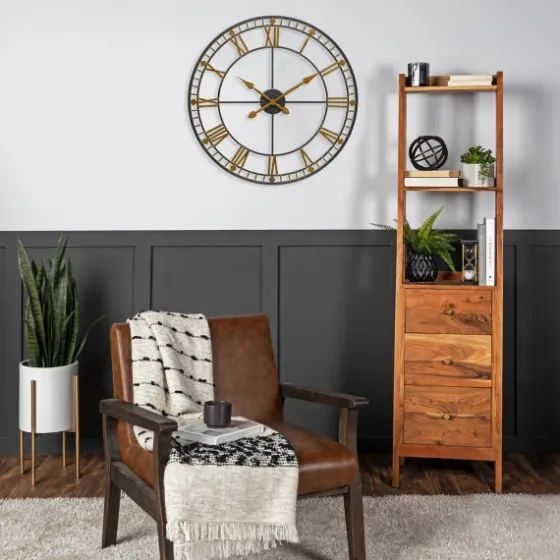 Golden Open Face Industrial Wall Clock-Kirkland's Home Hot