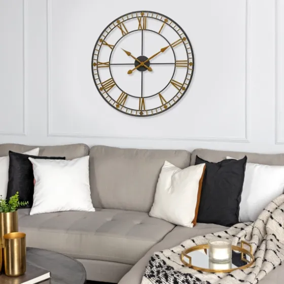 Golden Open Face Industrial Wall Clock-Kirkland's Home Hot