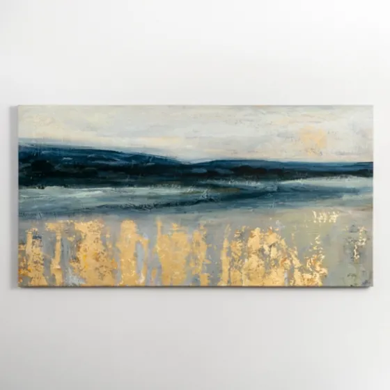 Golden Turquoise Abstract Canvas Wall Art-Kirkland's Home Best Sale