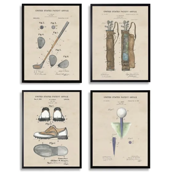 Golf Patents Framed Art Prints, Set Of 4-Kirkland's Home Fashion