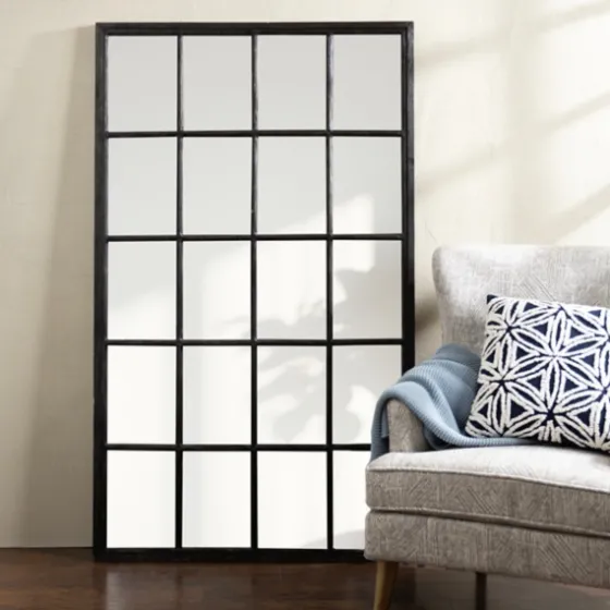 Grande Black Window Pane Leaner Mirror-Kirkland's Home Flash Sale