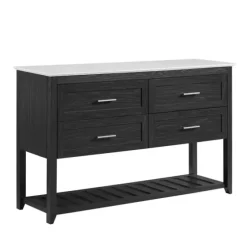 Graphite Wood Storage Buffet With Faux Marble Top-Kirkland's Home Cheap