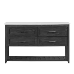 Graphite Wood Storage Buffet With Faux Marble Top-Kirkland's Home Cheap