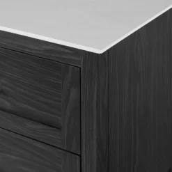 Graphite Wood Storage Buffet With Faux Marble Top-Kirkland's Home Cheap