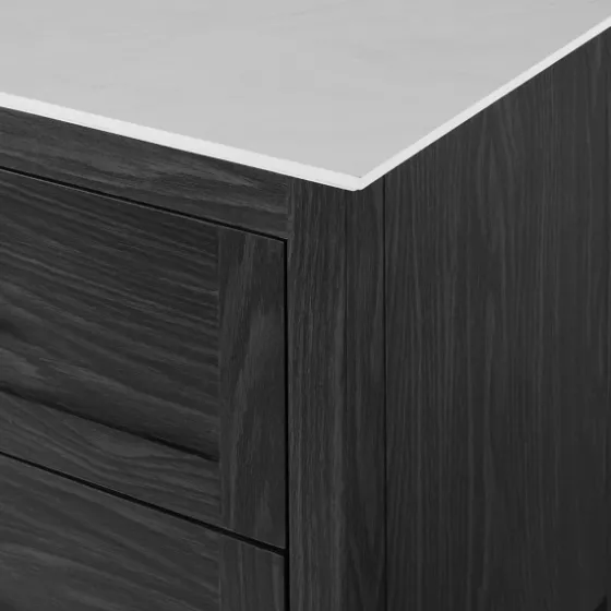 Graphite Wood Storage Buffet With Faux Marble Top-Kirkland's Home Cheap