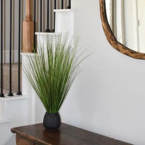 Grass Arrangement In Black Ribbed Pot-Kirkland's Home Discount