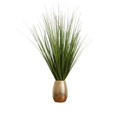 Grass Arrangement In Crackled Gold Pot-Kirkland's Home Outlet