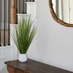 Grass Arrangement In White Ribbed Pot-Kirkland's Home Cheap