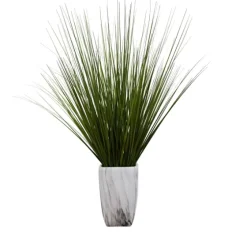 Grass Arrangement In White Marble Pot-Kirkland's Home Online