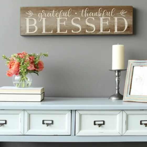 Grateful, Thankful, Blessed Wooden Wall Plaque-Kirkland's Home Best Sale