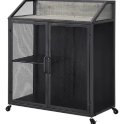 Gray And Black Mesh 2-Door Bar Cart-Kirkland's Home Best Sale
