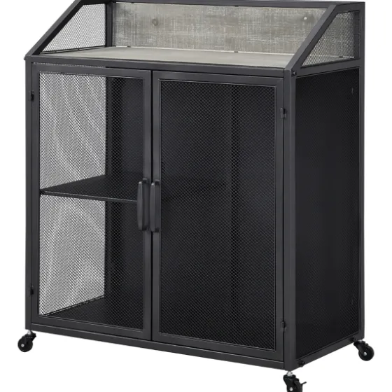 Gray And Black Mesh 2-Door Bar Cart-Kirkland's Home Best Sale
