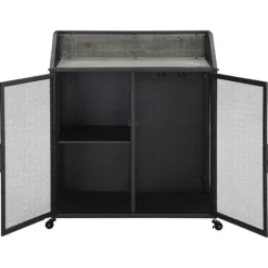 Gray And Black Mesh 2-Door Bar Cart-Kirkland's Home Best Sale