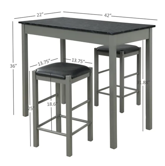 Gray And Black 3-Pc. Stool And Table Set-Kirkland's Home Sale