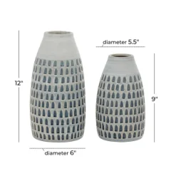 Gray And Blue Grooved Vases, Set Of 2-Kirkland's Home Outlet
