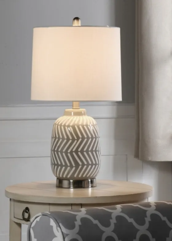 Gray And Etched Table Lamp-Kirkland's Home Sale