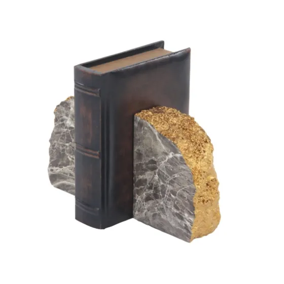 Gray And Gold Marble Geode Bookends, Set Of 2-Kirkland's Home Hot