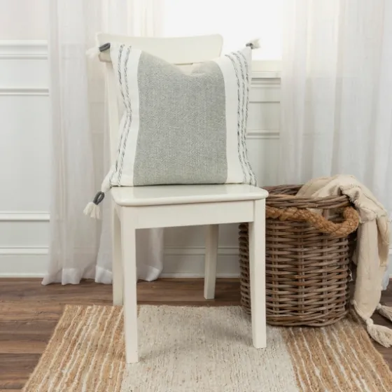Gray And Ivory Color Block Pillow-Kirkland's Home Shop