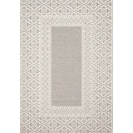 Gray And Ivory Lace Border Outdoor Area Rug, 6X9-Kirkland's Home Cheap