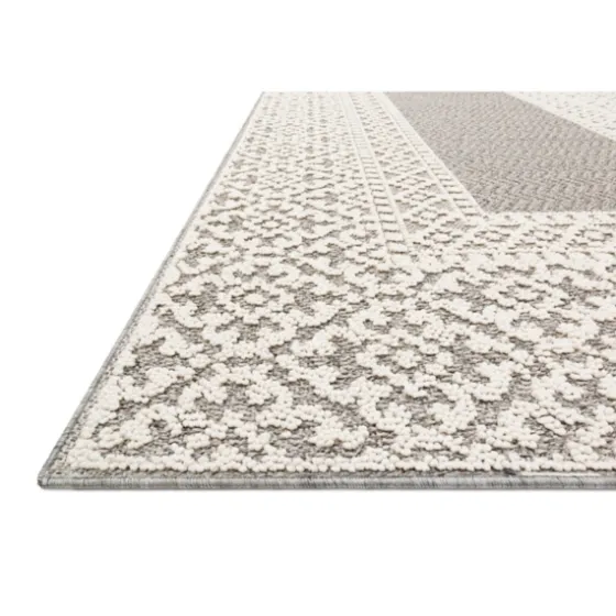 Gray And Ivory Lace Border Outdoor Area Rug, 6X9-Kirkland's Home Cheap