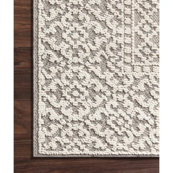 Gray And Ivory Lace Border Outdoor Area Rug, 6X9-Kirkland's Home Cheap