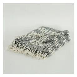 Gray And Ivory Striped Cotton Throw-Kirkland's Home Cheap