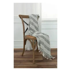 Gray And Ivory Striped Cotton Throw-Kirkland's Home Cheap