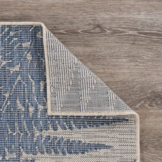 Gray And Navy Falling Ferns Outdoor Area Rug, 5X7-Kirkland's Home Shop
