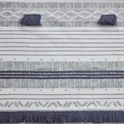 Gray And Navy Striped Fringe Shower Curtain-Kirkland's Home Flash Sale