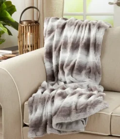 Gray And White Animal Print Faux Fur Throw-Kirkland's Home Discount