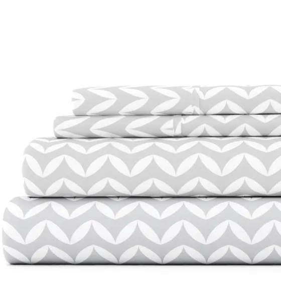 Gray And White Chevron 3-Pc. Twin Sheet Set-Kirkland's Home Fashion