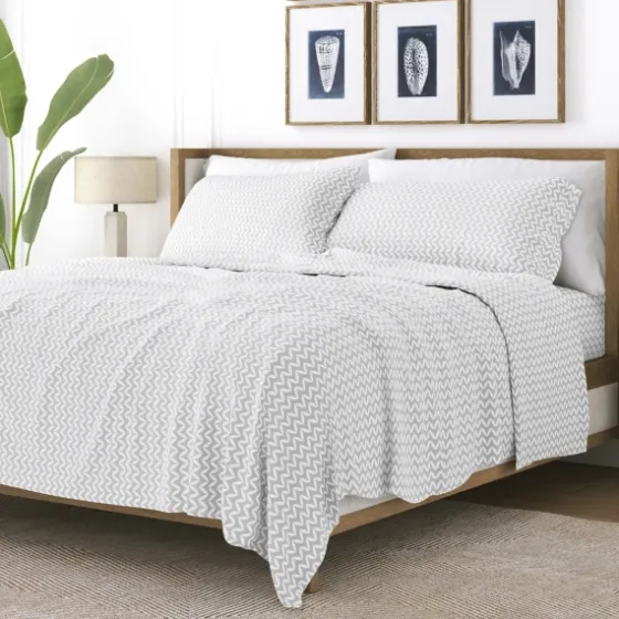 Gray And White Chevron 3-Pc. Twin Sheet Set-Kirkland's Home Fashion