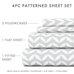 Gray And White Chevron 3-Pc. Twin Sheet Set-Kirkland's Home Fashion