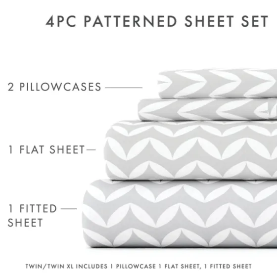Gray And White Chevron 3-Pc. Twin Sheet Set-Kirkland's Home Fashion