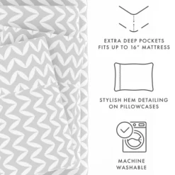 Gray And White Chevron 3-Pc. Twin Sheet Set-Kirkland's Home Fashion