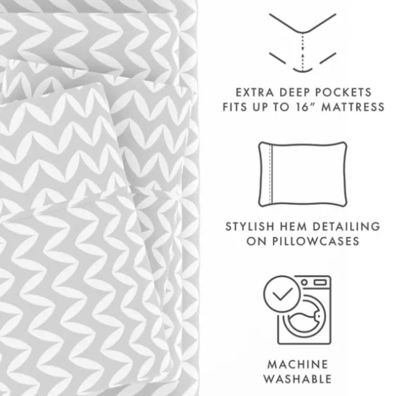 Gray And White Chevron 3-Pc. Twin Sheet Set-Kirkland's Home Fashion