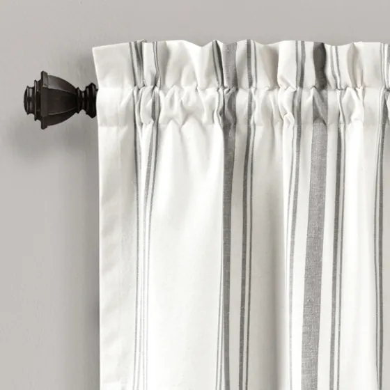 Gray And White Farmhouse Stripe Valance-Kirkland's Home Online