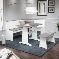 Gray And White 3-Pc. Dining Nook Set-Kirkland's Home Fashion