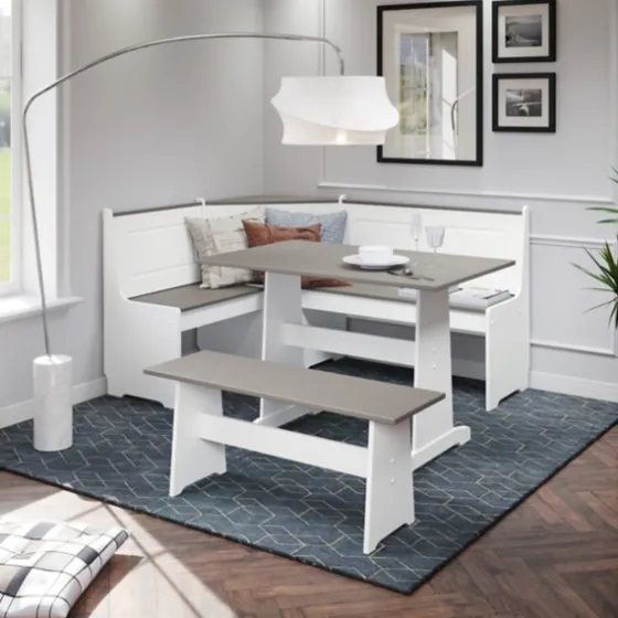 Gray And White 3-Pc. Dining Nook Set-Kirkland's Home Fashion