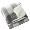 Gray And White Plaid Faux Mohair Sherpa Throw-Kirkland's Home Online