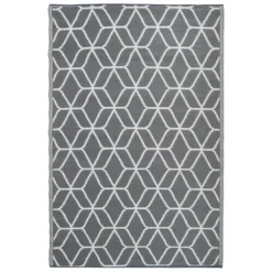 Gray And White Reversible Outdoor Rug, 3X5-Kirkland's Home Clearance
