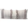 Gray And White Striped Fringe Lumbar Pillow-Kirkland's Home Outlet