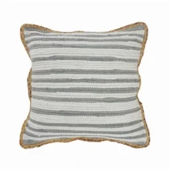 Gray And White Stripped Jute Border Accent Pillow-Kirkland's Home New