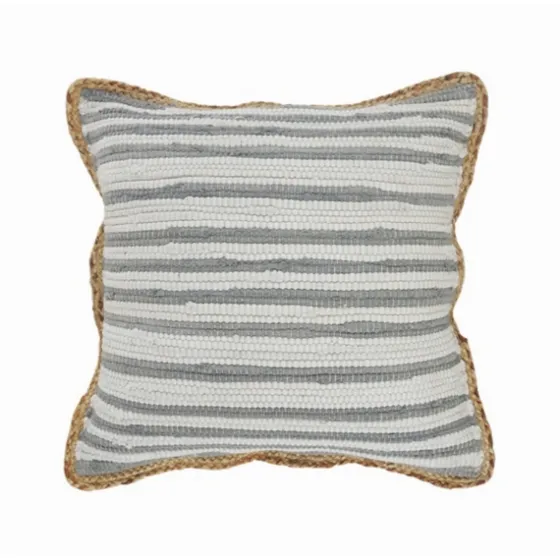 Gray And White Stripped Jute Border Accent Pillow-Kirkland's Home New