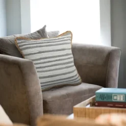 Gray And White Stripped Jute Border Accent Pillow-Kirkland's Home New