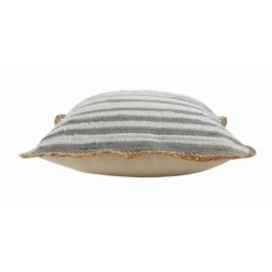 Gray And White Stripped Jute Border Accent Pillow-Kirkland's Home New